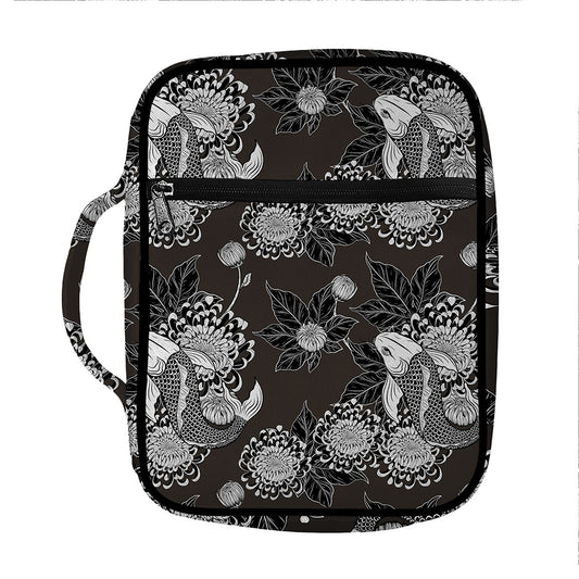 Koi Carp And Chrysanthemum Pattern Print Front Pocket Bible Bag