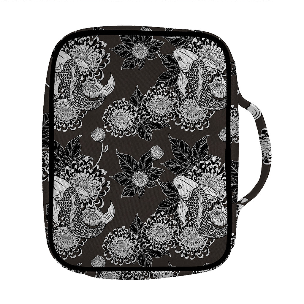 Koi Carp And Chrysanthemum Pattern Print Front Pocket Bible Bag