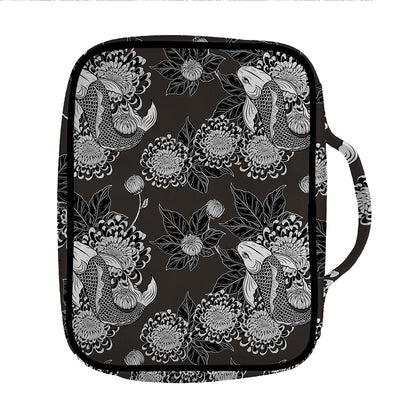 Koi Carp And Chrysanthemum Pattern Print Front Pocket Bible Bag