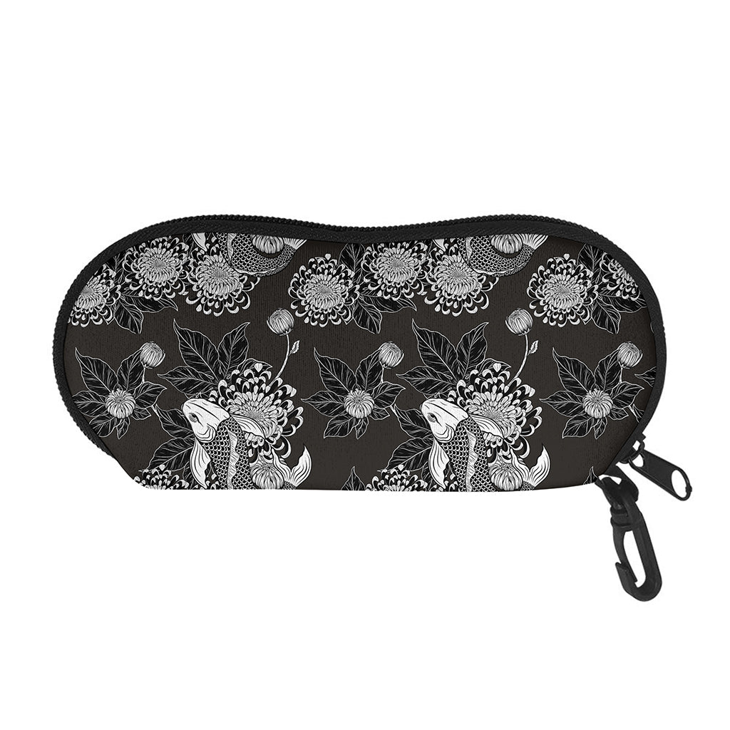 Koi Carp And Chrysanthemum Pattern Print Glasses Case