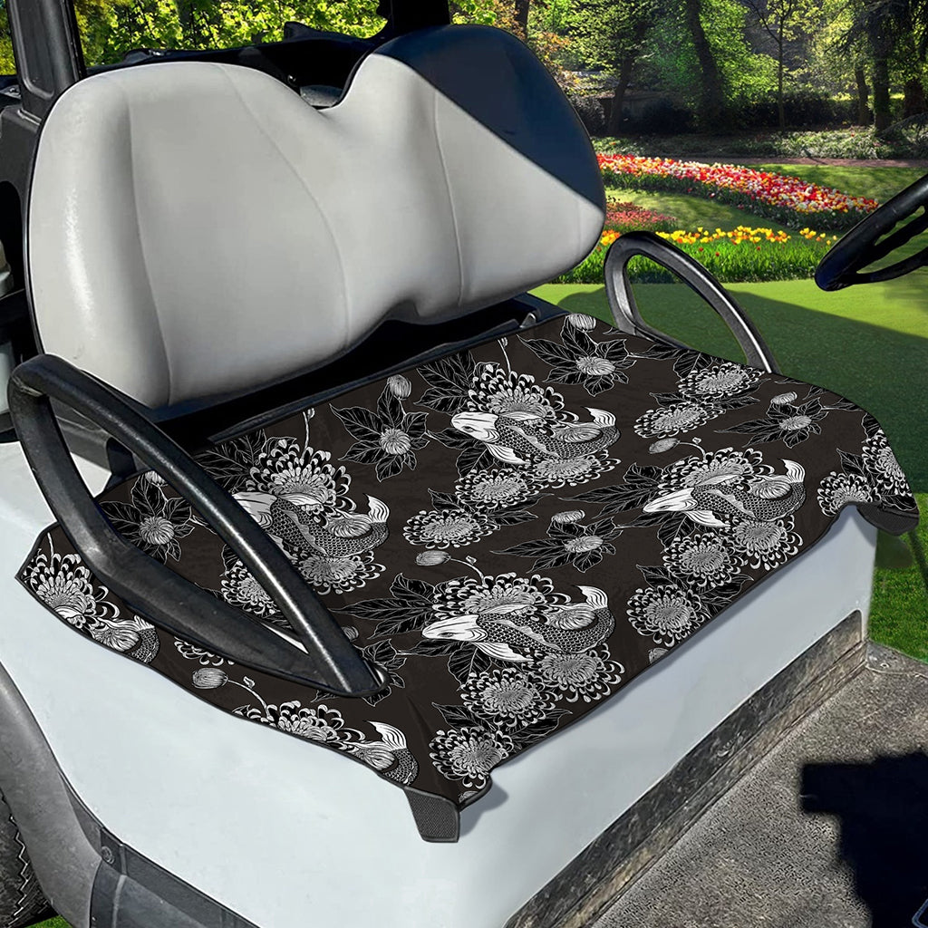 Koi Carp And Chrysanthemum Pattern Print Golf Cart Seat Cover