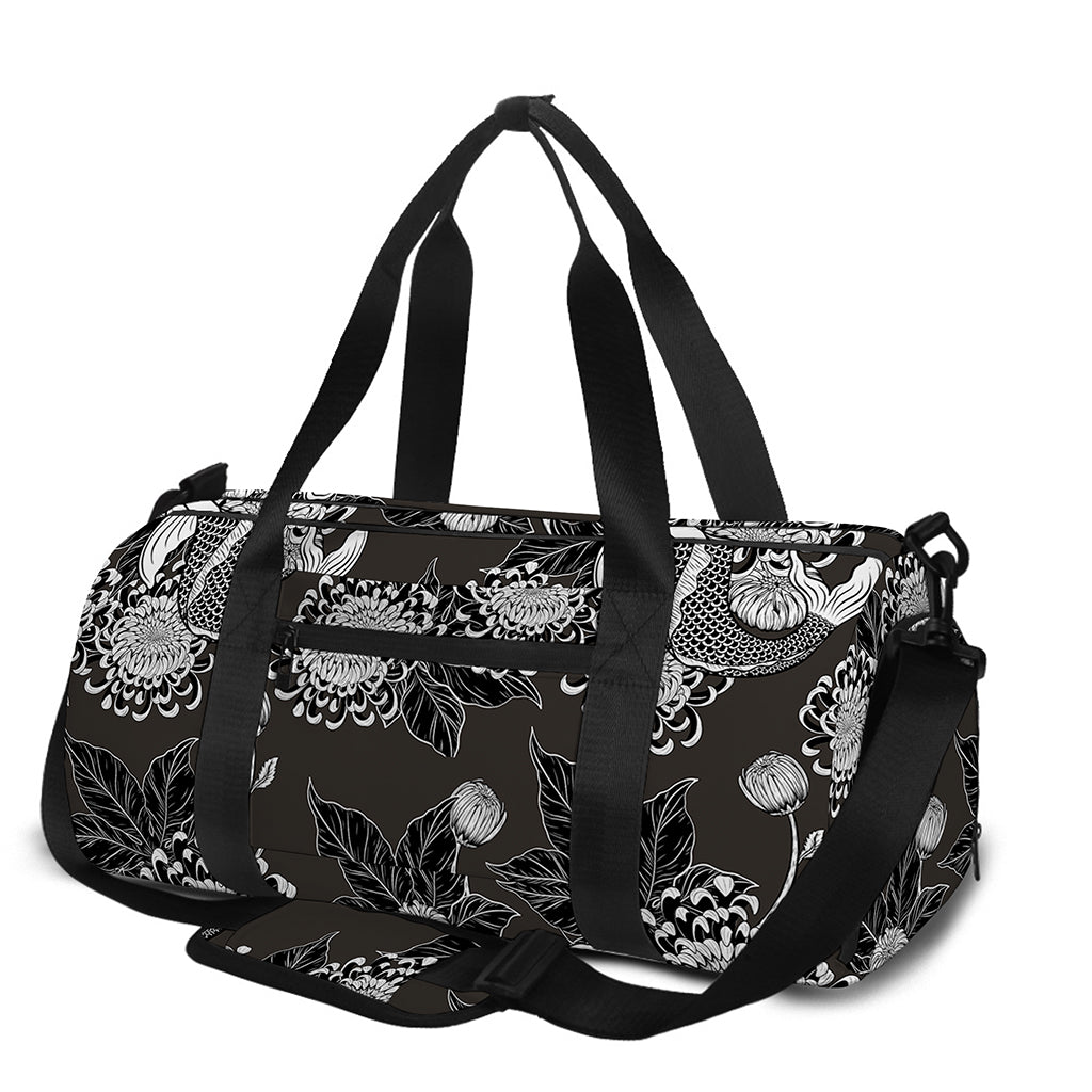 Koi Carp And Chrysanthemum Pattern Print Gym Bag