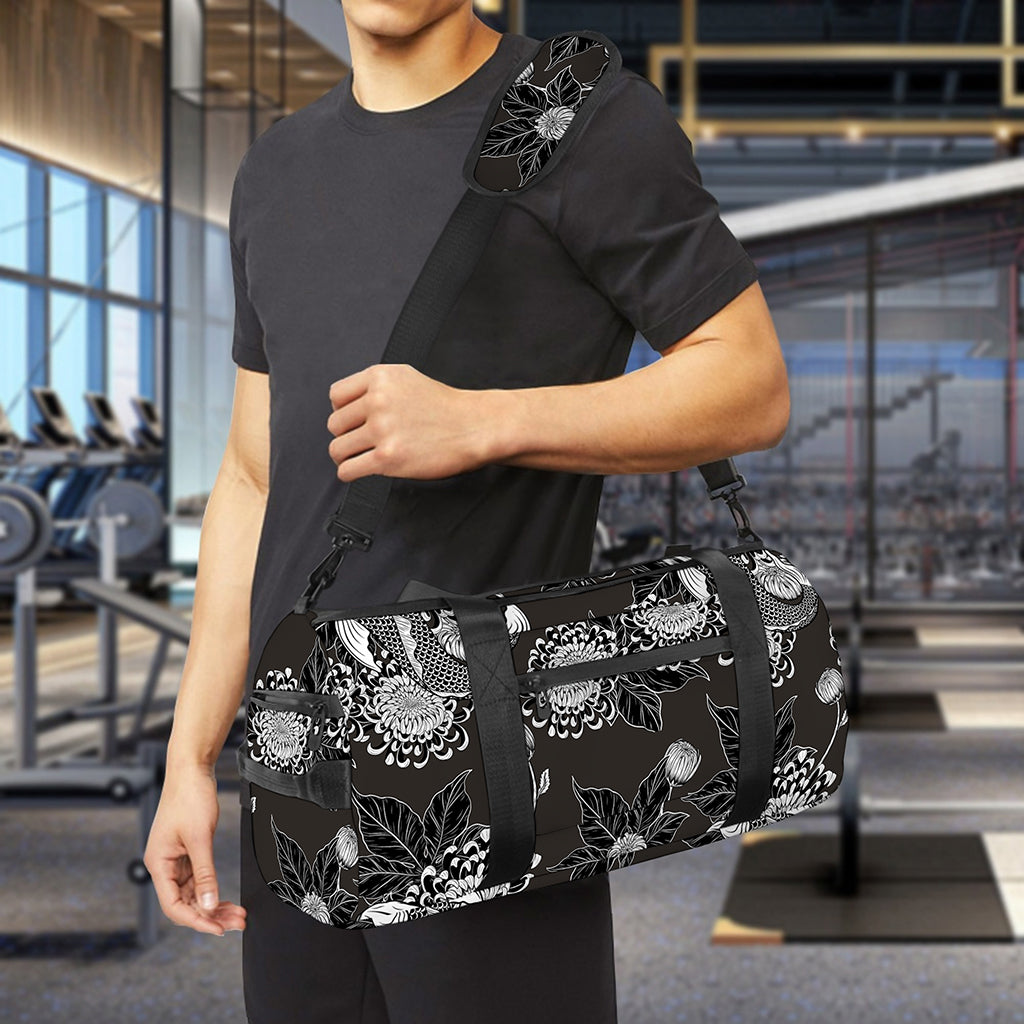 Koi Carp And Chrysanthemum Pattern Print Gym Bag