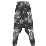 Koi Carp And Chrysanthemum Pattern Print Hammer Pants