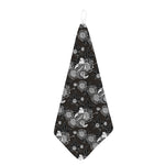 Koi Carp And Chrysanthemum Pattern Print Hand Towel