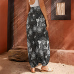 Koi Carp And Chrysanthemum Pattern Print Harem Pants