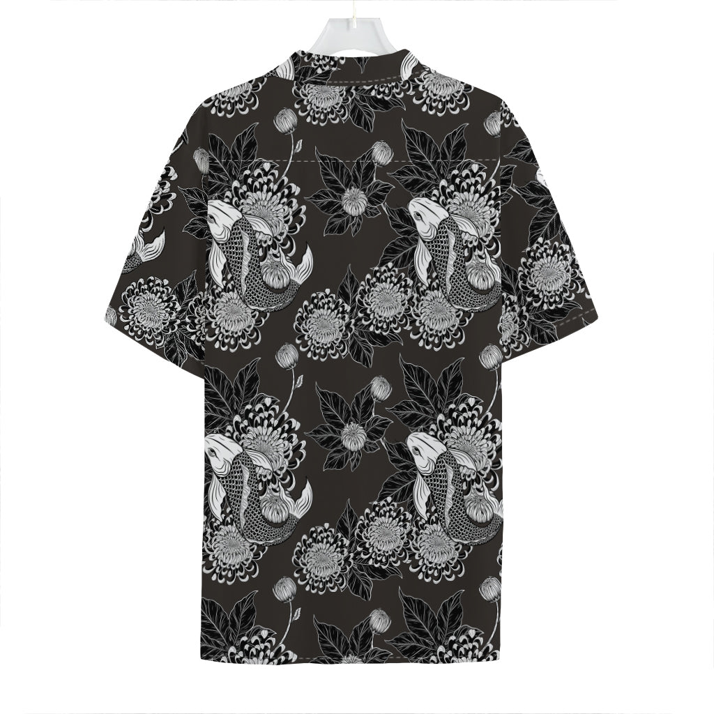 Koi Carp And Chrysanthemum Pattern Print Hawaiian Shirt