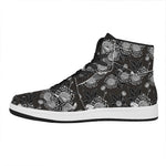 Koi Carp And Chrysanthemum Pattern Print High Top Leather Sneakers