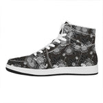 Koi Carp And Chrysanthemum Pattern Print High Top Leather Sneakers