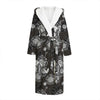 Koi Carp And Chrysanthemum Pattern Print Hooded Bathrobe