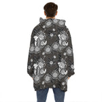 Koi Carp And Chrysanthemum Pattern Print Hoodie Blanket