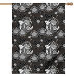 Koi Carp And Chrysanthemum Pattern Print House Flag