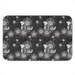 Koi Carp And Chrysanthemum Pattern Print Indoor Door Mat