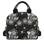 Koi Carp And Chrysanthemum Pattern Print Insulated Lunch Bag