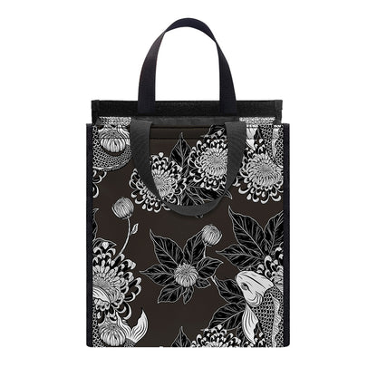 Koi Carp And Chrysanthemum Pattern Print Insulated Lunch Tote