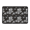Koi Carp And Chrysanthemum Pattern Print Kitchen Mat