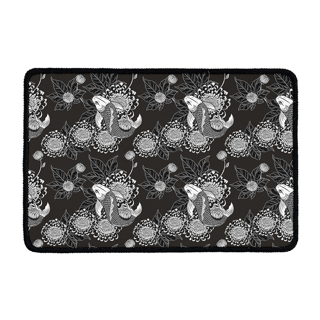 Koi Carp And Chrysanthemum Pattern Print Kitchen Mat