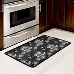 Koi Carp And Chrysanthemum Pattern Print Kitchen Mat