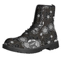 Koi Carp And Chrysanthemum Pattern Print Lace-Up Boots