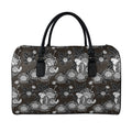Koi Carp And Chrysanthemum Pattern Print Leather Duffel Bag