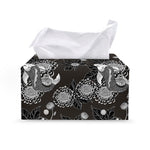 Koi Carp And Chrysanthemum Pattern Print Leather Tissue Box Cover