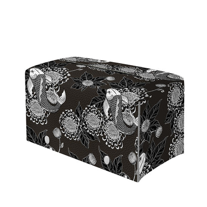 Koi Carp And Chrysanthemum Pattern Print Leather Tissue Box Cover