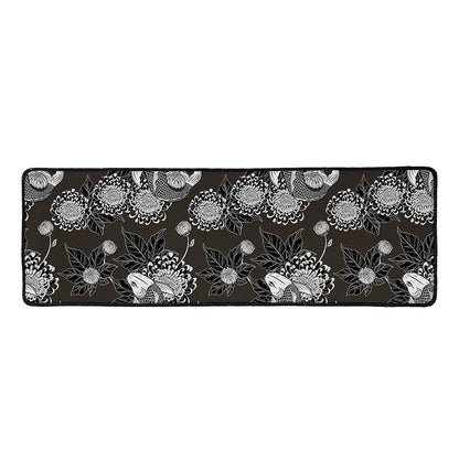 Koi Carp And Chrysanthemum Pattern Print Long Kitchen Mat