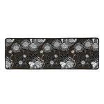 Koi Carp And Chrysanthemum Pattern Print Long Kitchen Mat