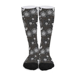 Koi Carp And Chrysanthemum Pattern Print Long Socks