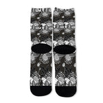 Koi Carp And Chrysanthemum Pattern Print Long Socks