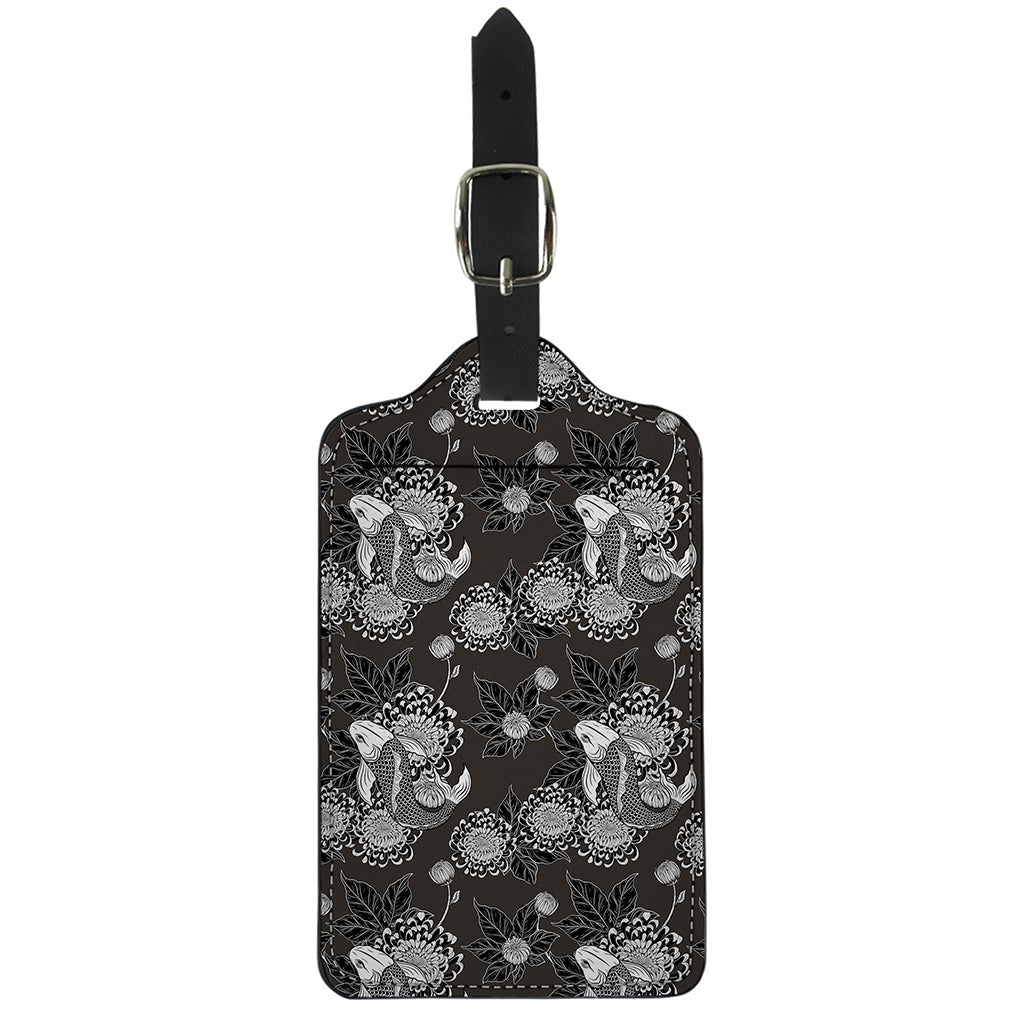 Koi Carp And Chrysanthemum Pattern Print Luggage Tag