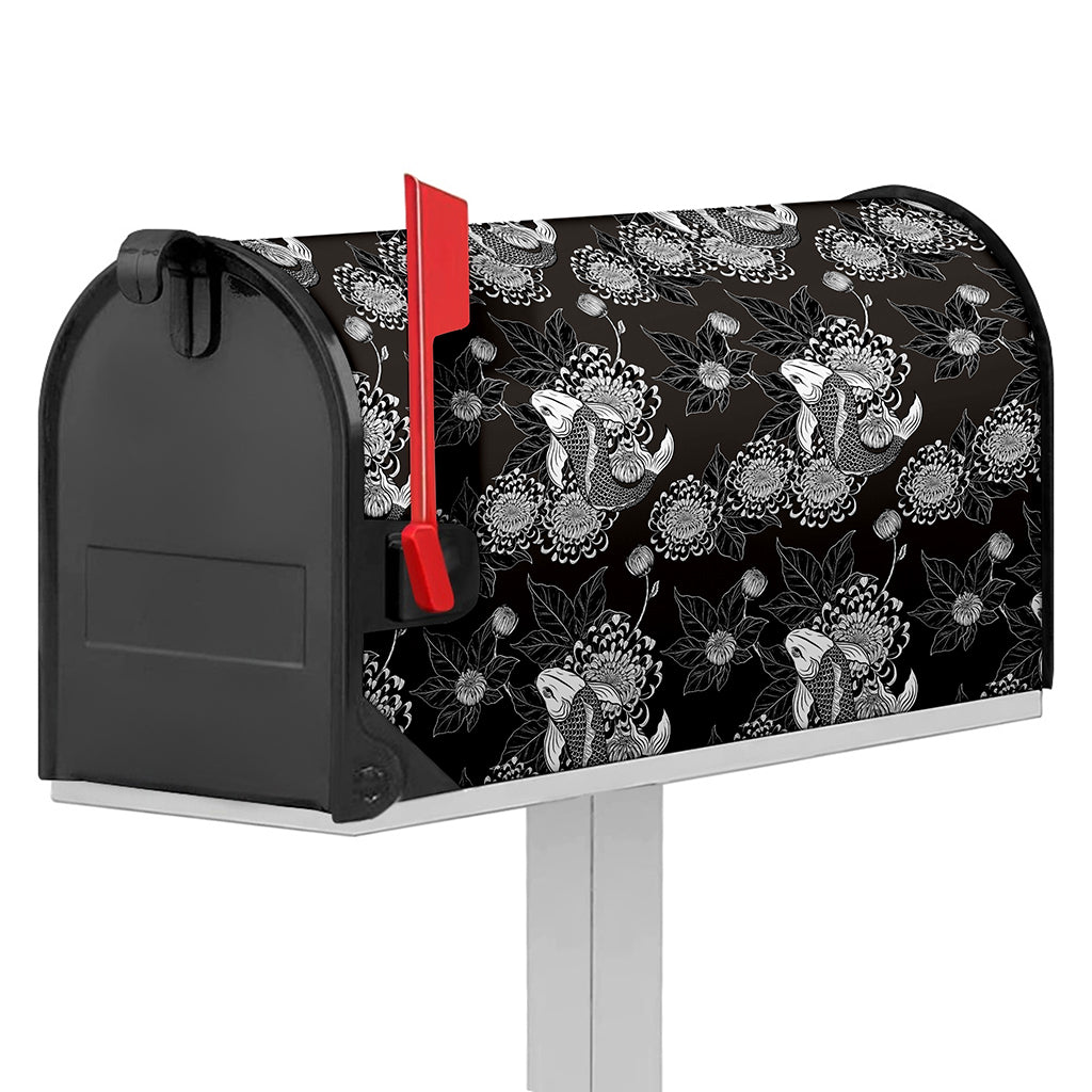 Koi Carp And Chrysanthemum Pattern Print Mailbox Cover