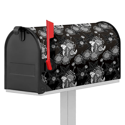 Koi Carp And Chrysanthemum Pattern Print Mailbox Cover