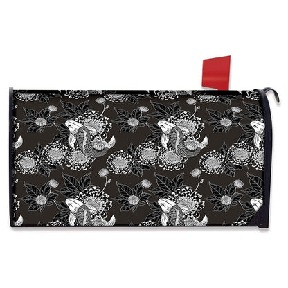 Koi Carp And Chrysanthemum Pattern Print Mailbox Cover