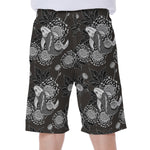 Koi Carp And Chrysanthemum Pattern Print Men's Beach Shorts