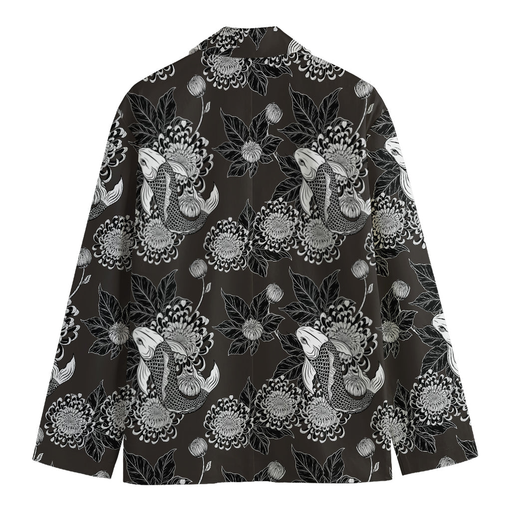 Koi Carp And Chrysanthemum Pattern Print Men's Blazer