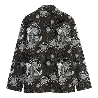 Koi Carp And Chrysanthemum Pattern Print Men's Blazer