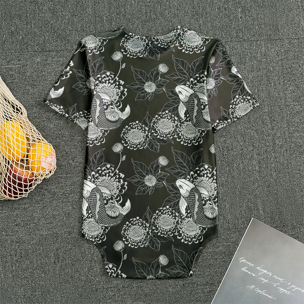 Koi Carp And Chrysanthemum Pattern Print Men's Bodysuit