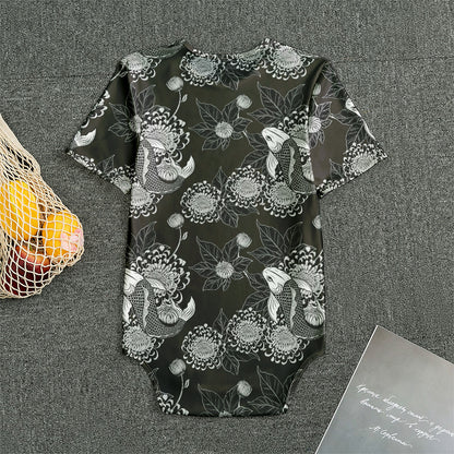 Koi Carp And Chrysanthemum Pattern Print Men's Bodysuit