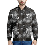 Koi Carp And Chrysanthemum Pattern Print Men's Bomber Jacket