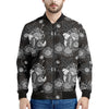 Koi Carp And Chrysanthemum Pattern Print Men's Bomber Jacket