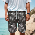 Koi Carp And Chrysanthemum Pattern Print Men's Cargo Shorts