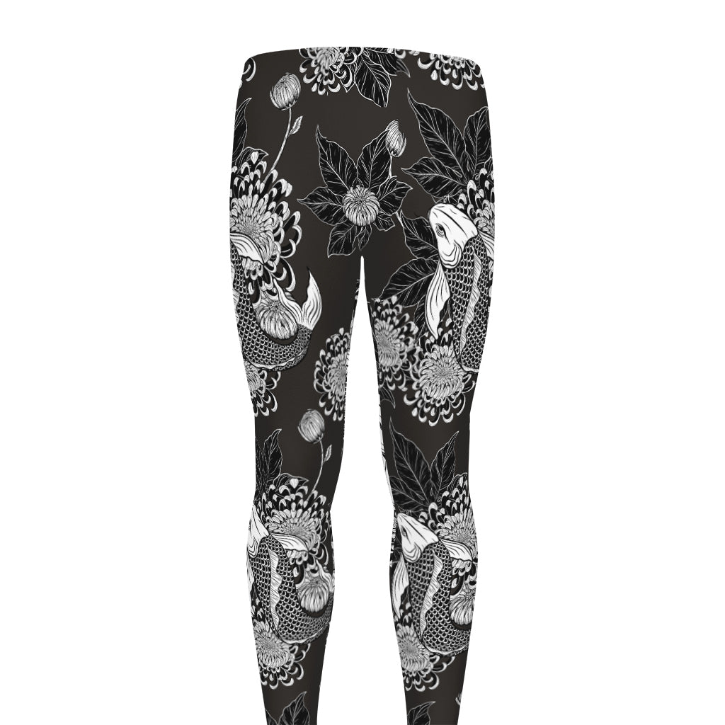 Koi Carp And Chrysanthemum Pattern Print Men's leggings