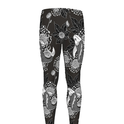 Koi Carp And Chrysanthemum Pattern Print Men's leggings