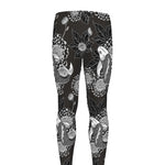 Koi Carp And Chrysanthemum Pattern Print Men's leggings