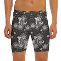 Koi Carp And Chrysanthemum Pattern Print Men's Long Boxer Briefs