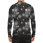 Koi Carp And Chrysanthemum Pattern Print Men's Long Sleeve Rash Guard