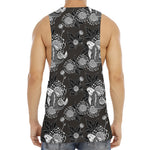 Koi Carp And Chrysanthemum Pattern Print Men's Muscle Tank Top
