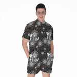 Koi Carp And Chrysanthemum Pattern Print Men's Rompers