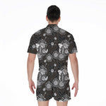 Koi Carp And Chrysanthemum Pattern Print Men's Rompers